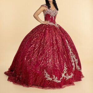 DREAM QUEEN USA  Beautiful Red Voluminous Sequin Dress